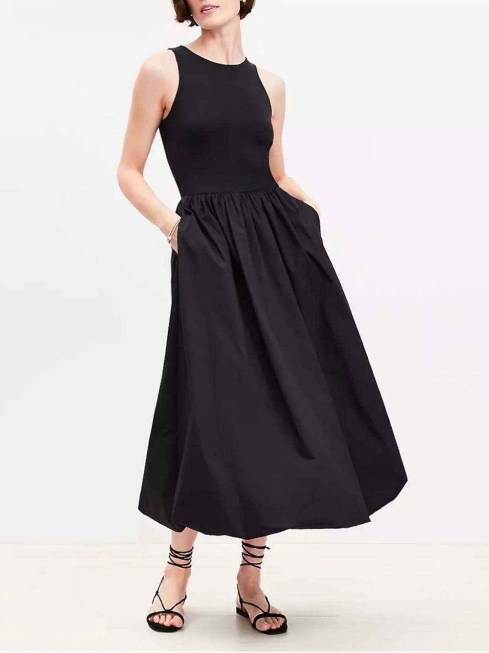 LOFT Black Sleeveless Bubble Hem Maxi Dress - 8 NWT